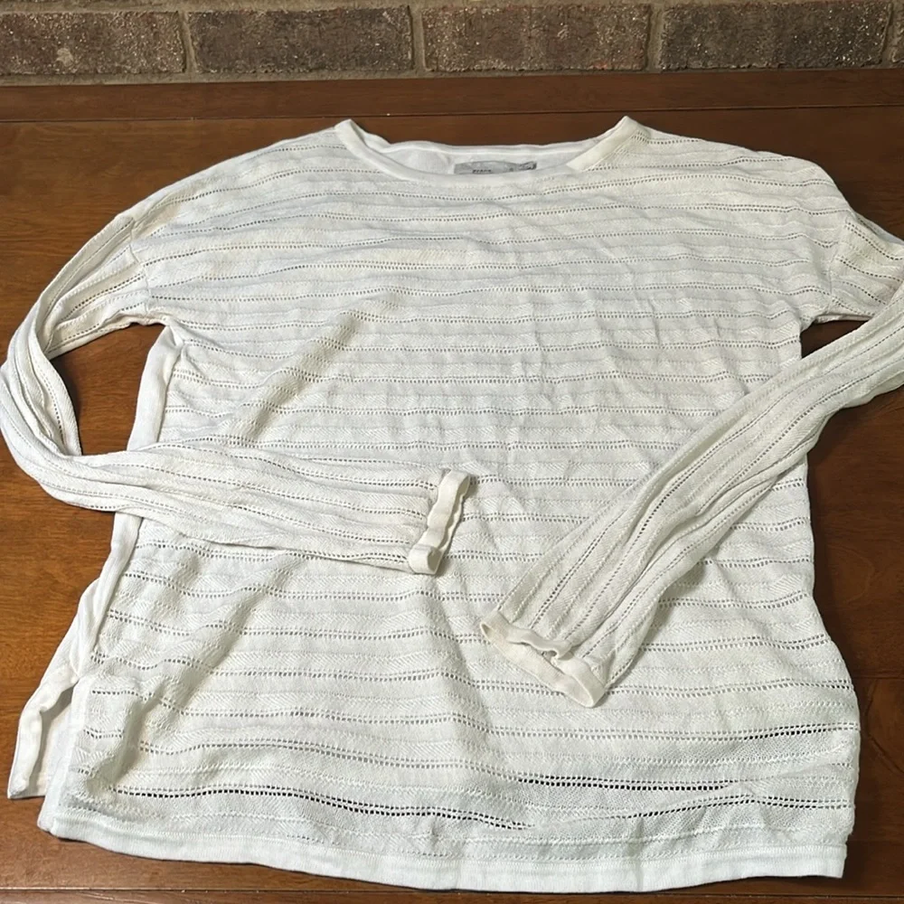 Prana Cream Knit Long Sleeve Top Lightweight Sweater Small